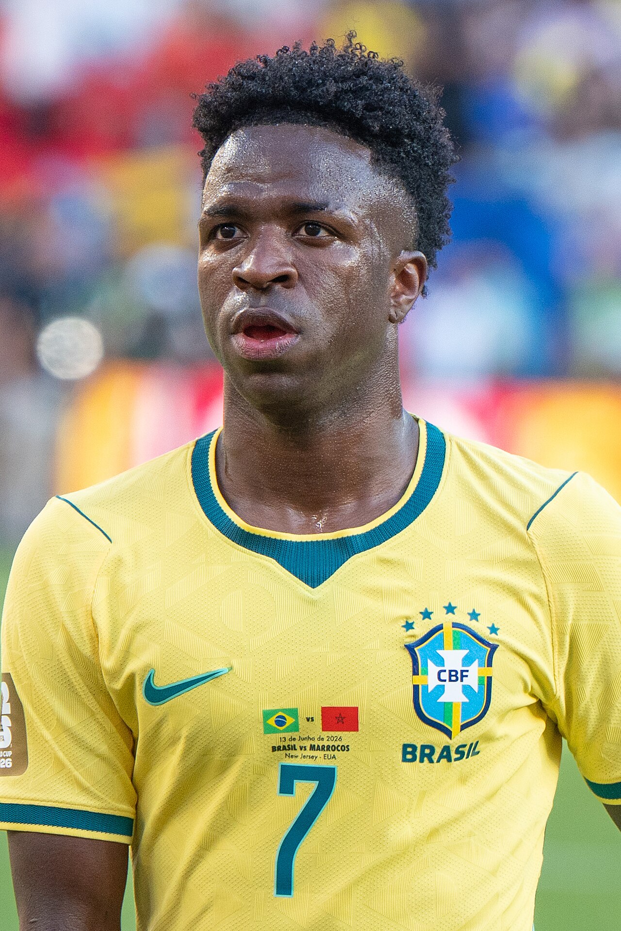 Vini Jr. em jogo da seleção brasileira contra o Marrocos, em junho de 2026