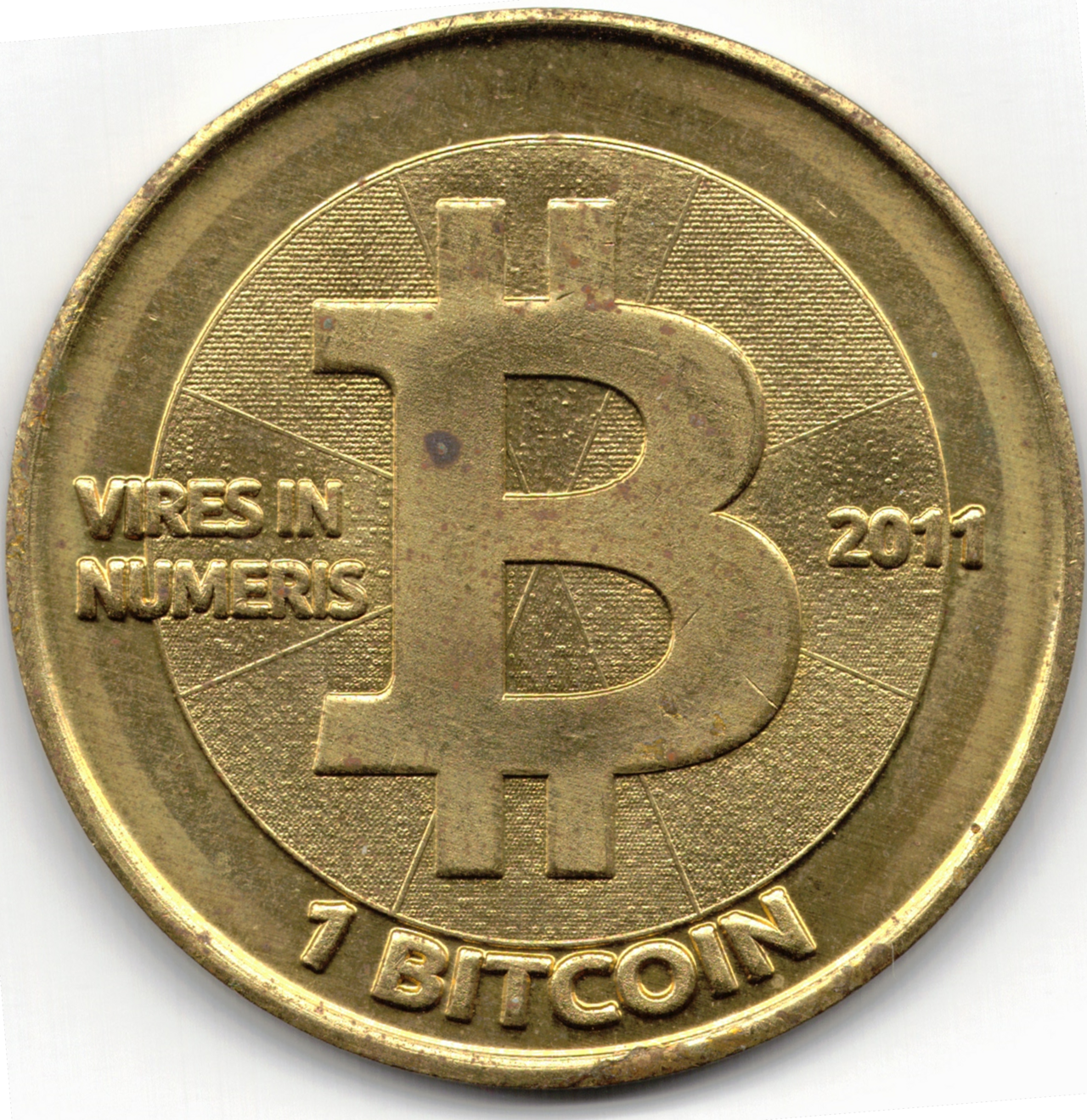 Moeda física Casascius de 1 bitcoin, de 2011, em imagem ilustrativa