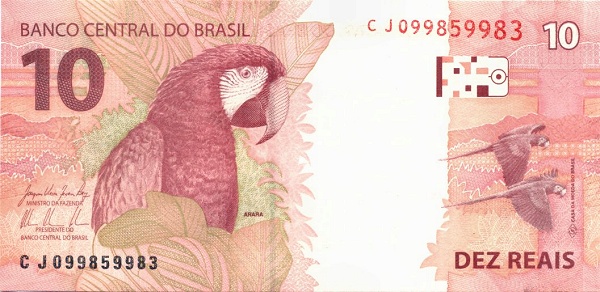 Cédula de 10 reais, em imagem ilustrativa